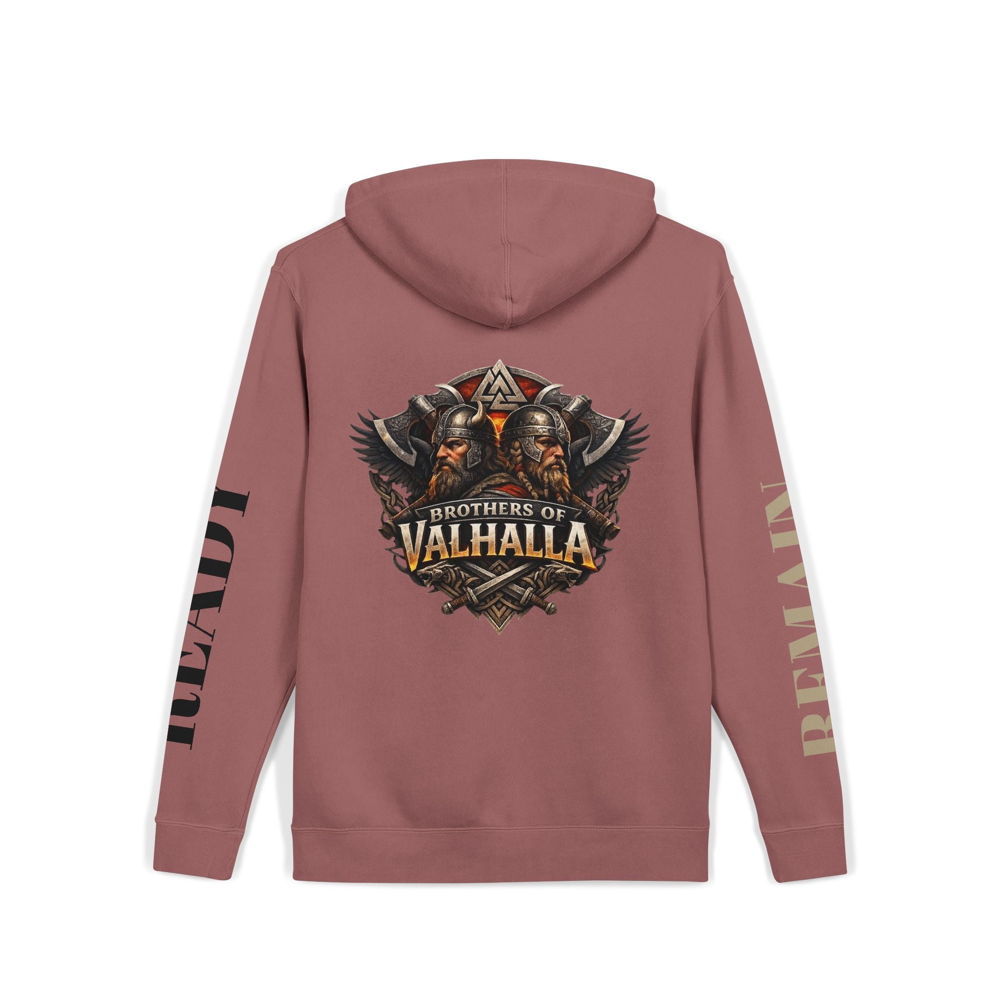 Brothers of Valhalla Hoodie — Viking Shieldback Pigment-Dyed Pullover