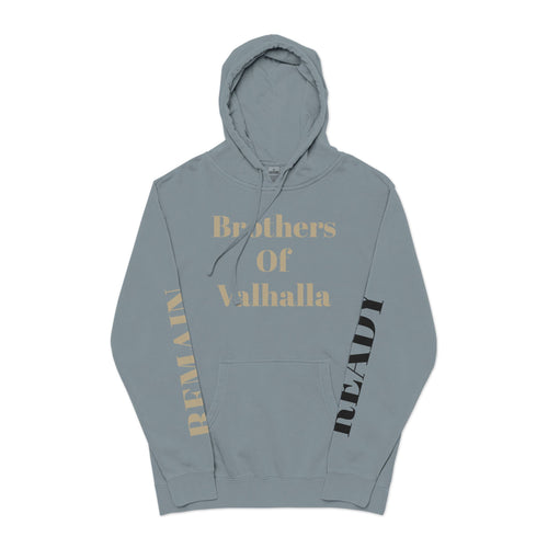 Brothers of Valhalla Hoodie — Viking Shieldback Pigment-Dyed Pullover