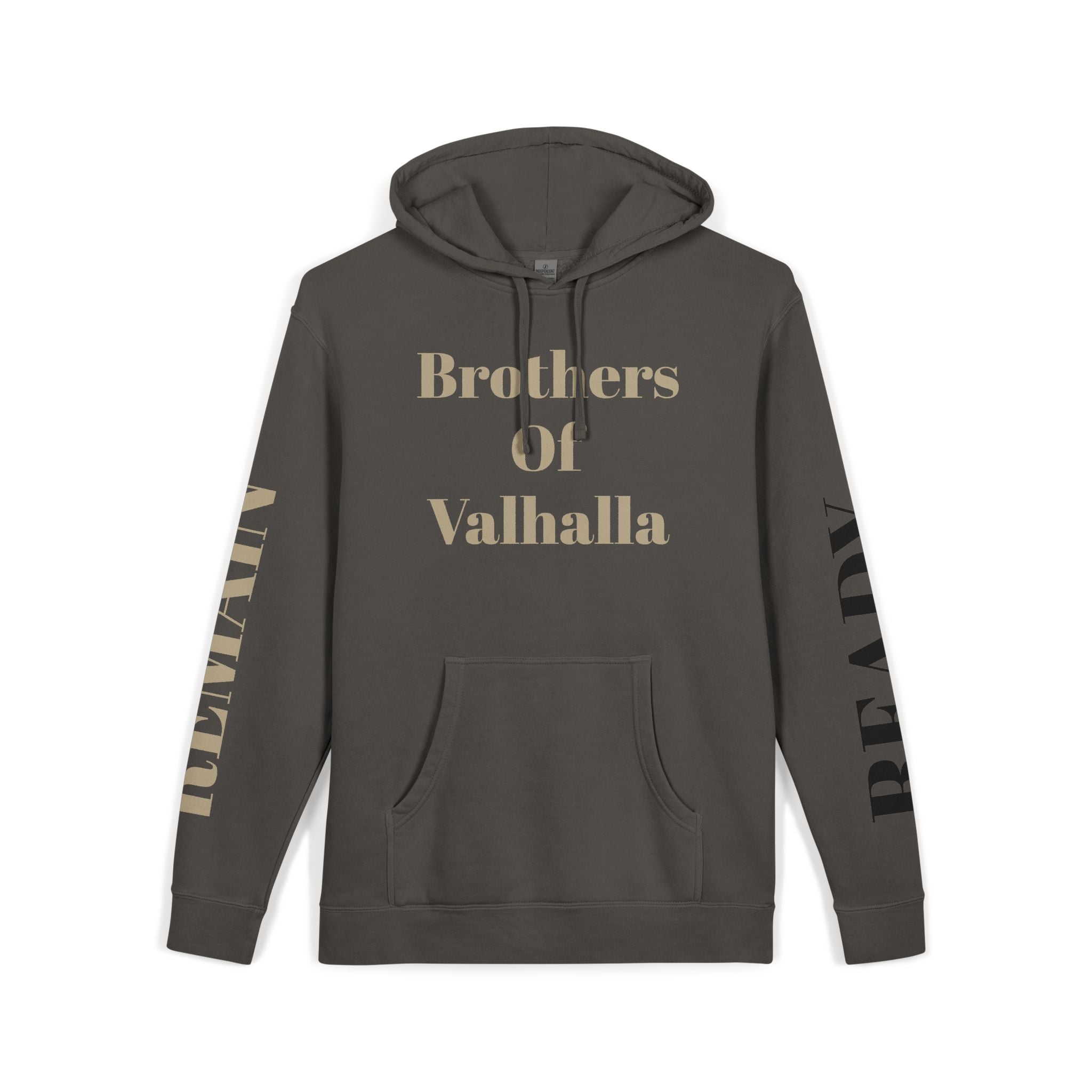 Brothers of Valhalla Hoodie — Viking Shieldback Pigment-Dyed Pullover