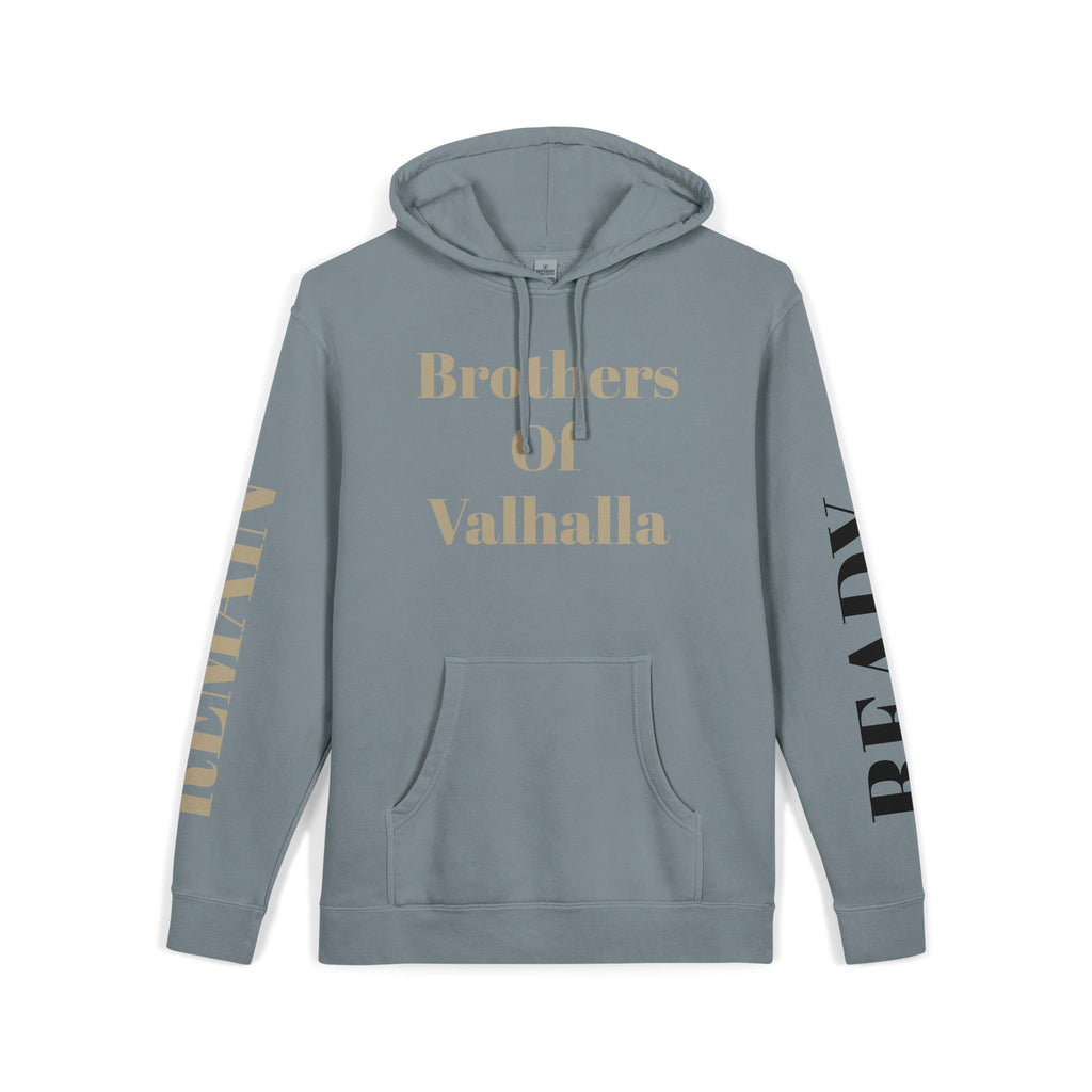 Brothers of Valhalla Hoodie — Viking Shieldback Pigment-Dyed Pullover