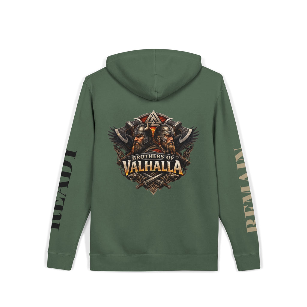 Brothers of Valhalla Hoodie — Viking Shieldback Pigment-Dyed Pullover