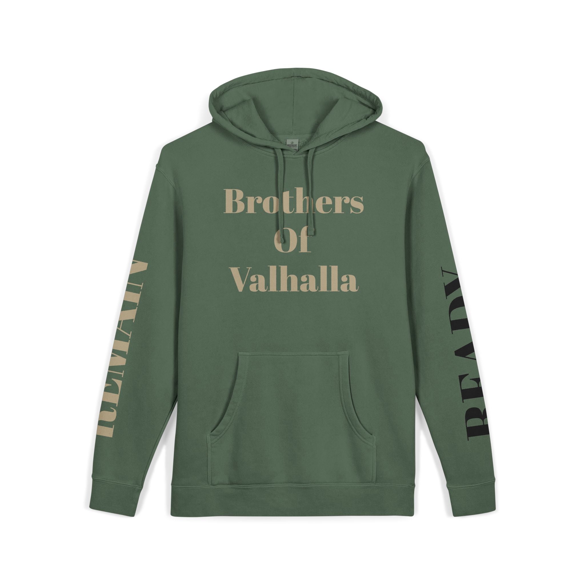 Brothers of Valhalla Hoodie — Viking Shieldback Pigment-Dyed Pullover