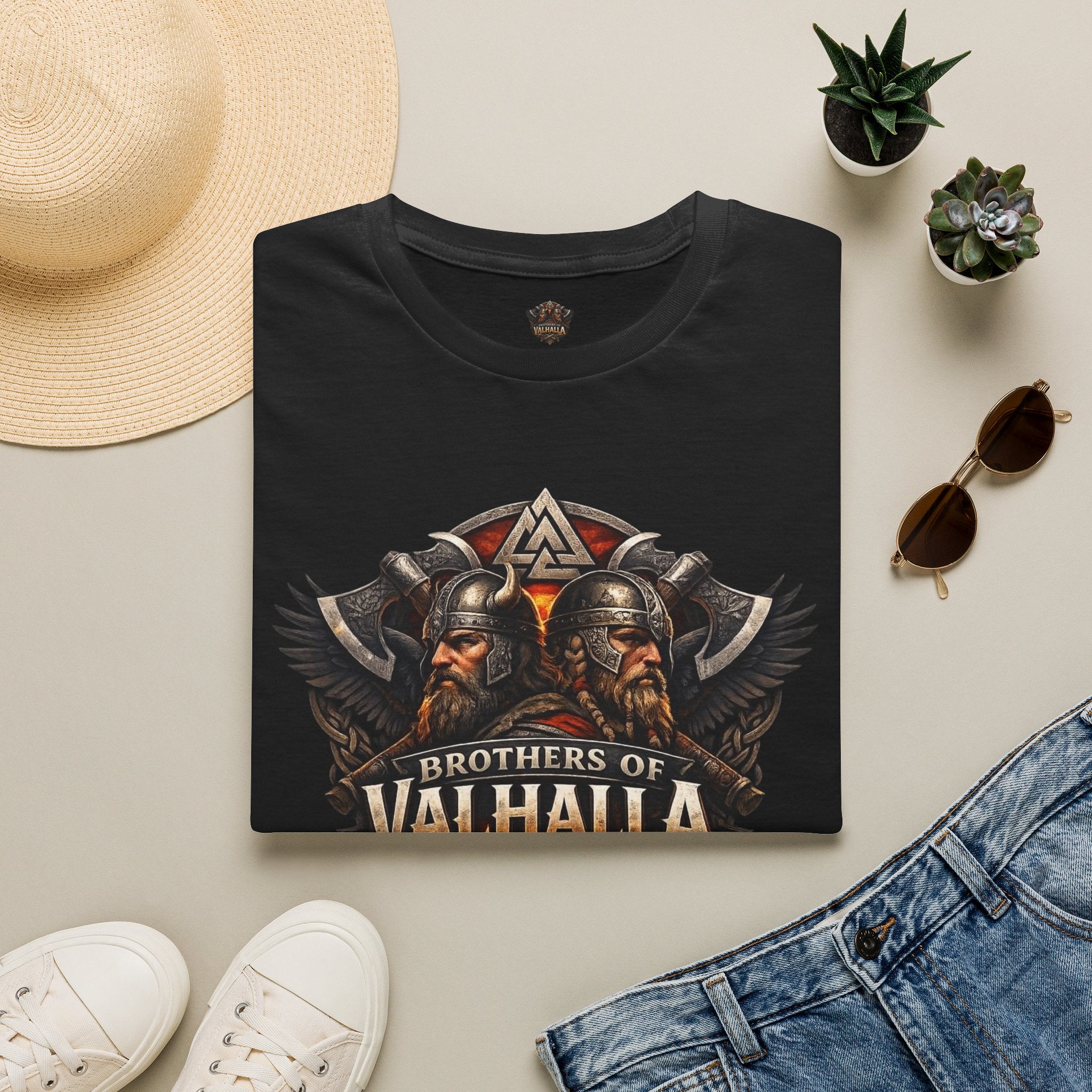 Viking "Brothers of Valhalla" T-Shirt — Norse Warrior Graphic Tee