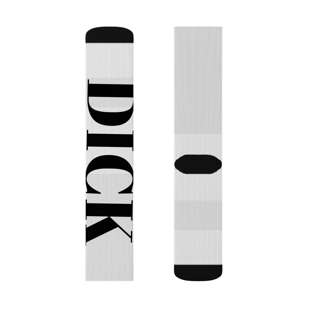Bold Vertical Letter Sublimation Socks — Customizable Text Crew Socks (e.g., HUGE / DICK)