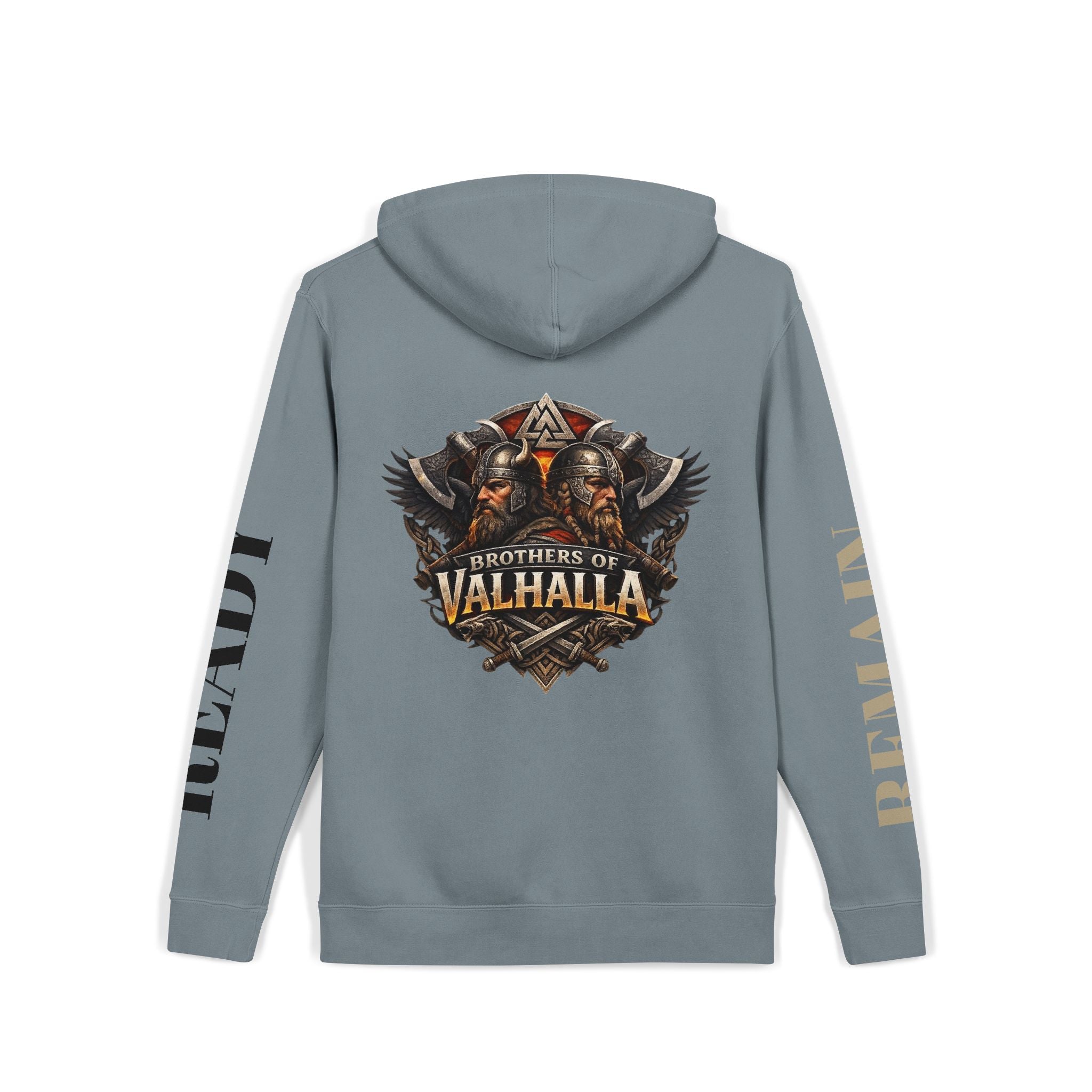 Brothers of Valhalla Hoodie — Viking Shieldback Pigment-Dyed Pullover