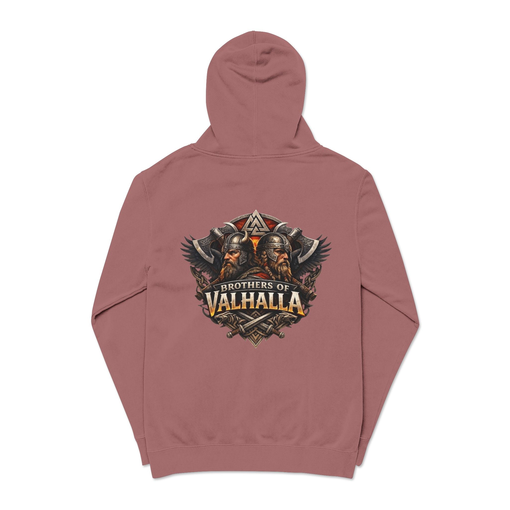 Brothers of Valhalla Hoodie — Viking Shieldback Pigment-Dyed Pullover