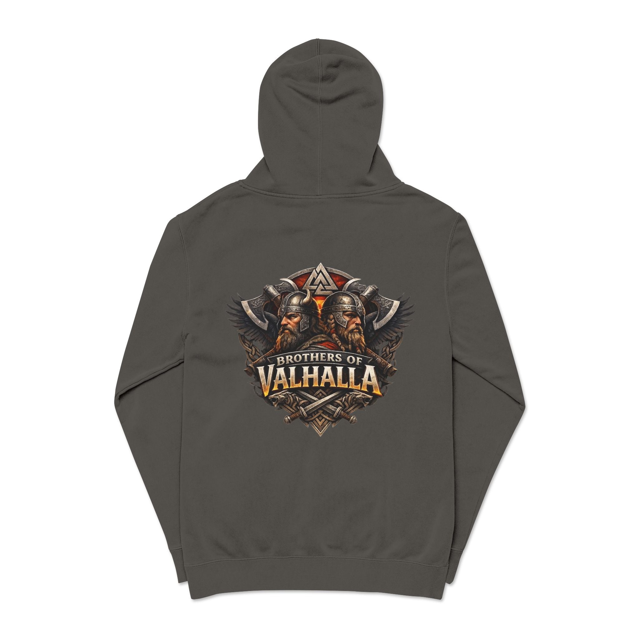 Brothers of Valhalla Hoodie — Viking Shieldback Pigment-Dyed Pullover