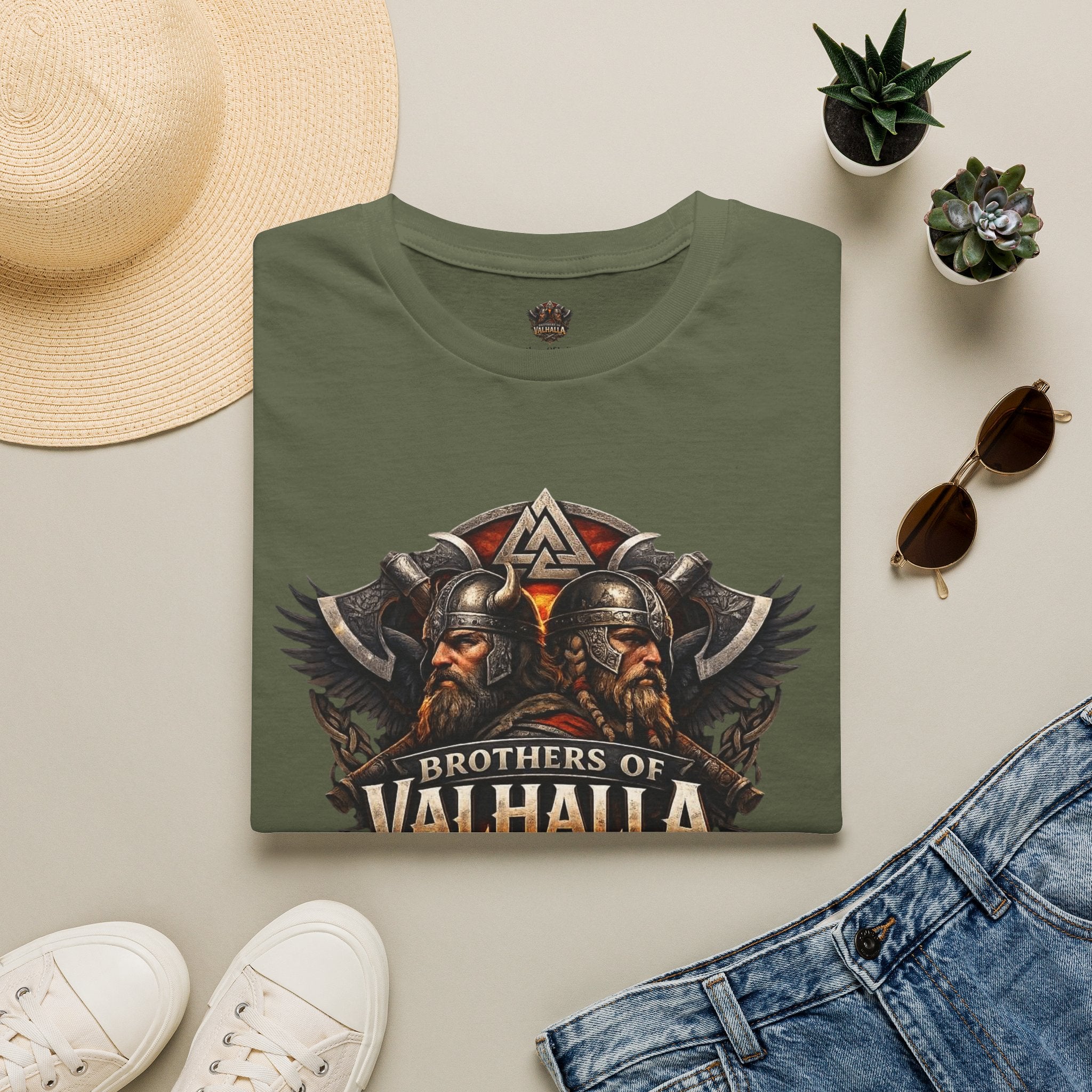 Viking "Brothers of Valhalla" T-Shirt — Norse Warrior Graphic Tee