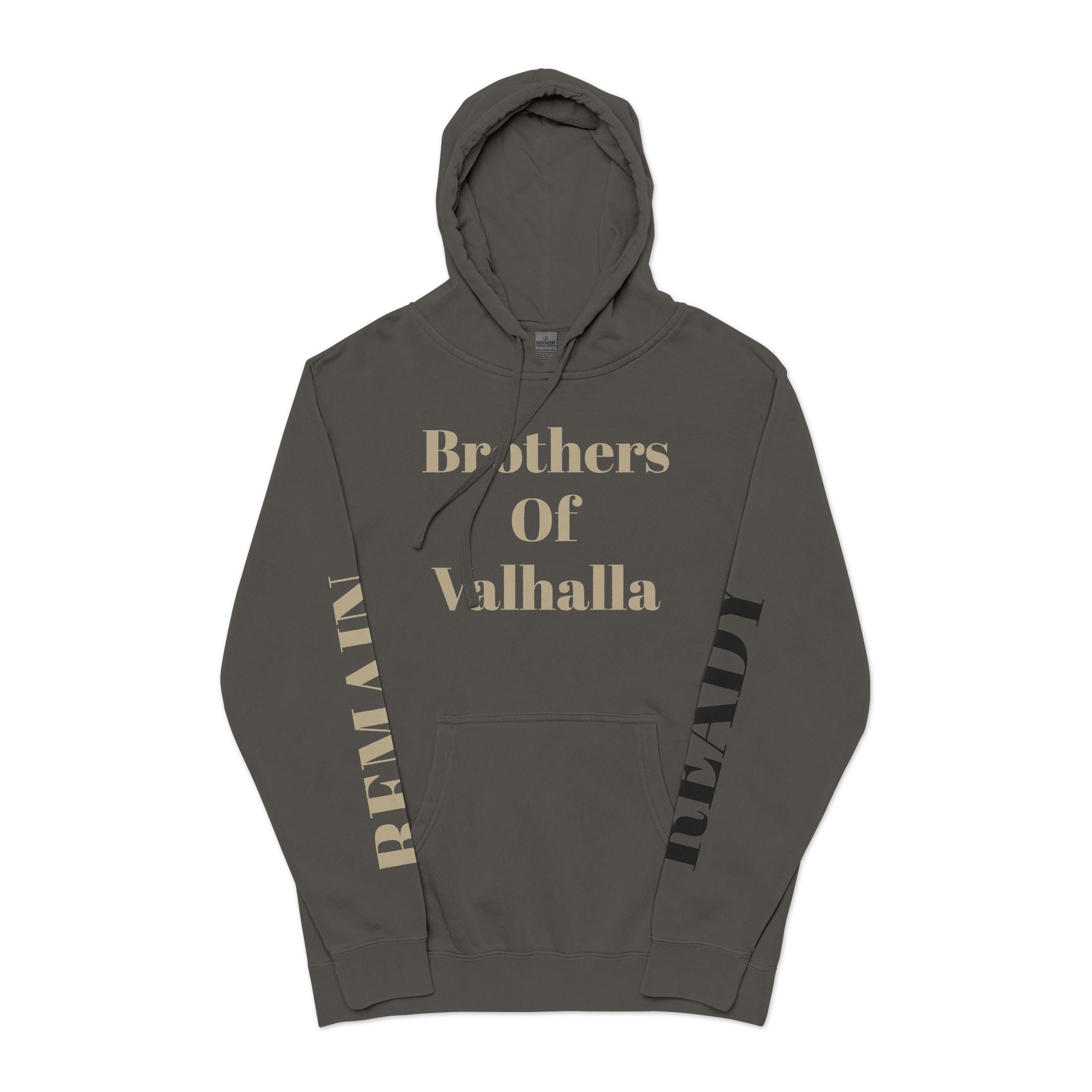 Brothers of Valhalla Hoodie — Viking Shieldback Pigment-Dyed Pullover
