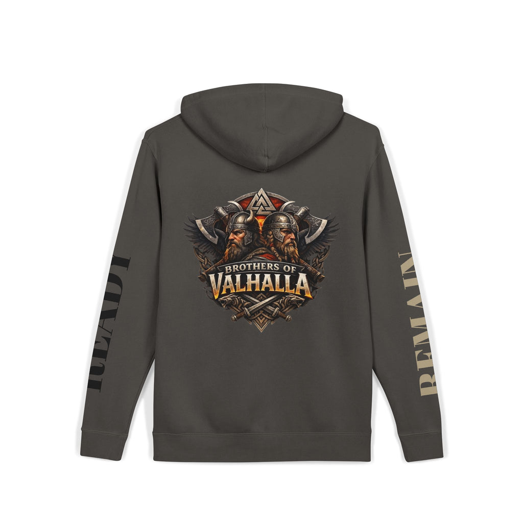 Brothers of Valhalla Hoodie — Viking Shieldback Pigment-Dyed Pullover