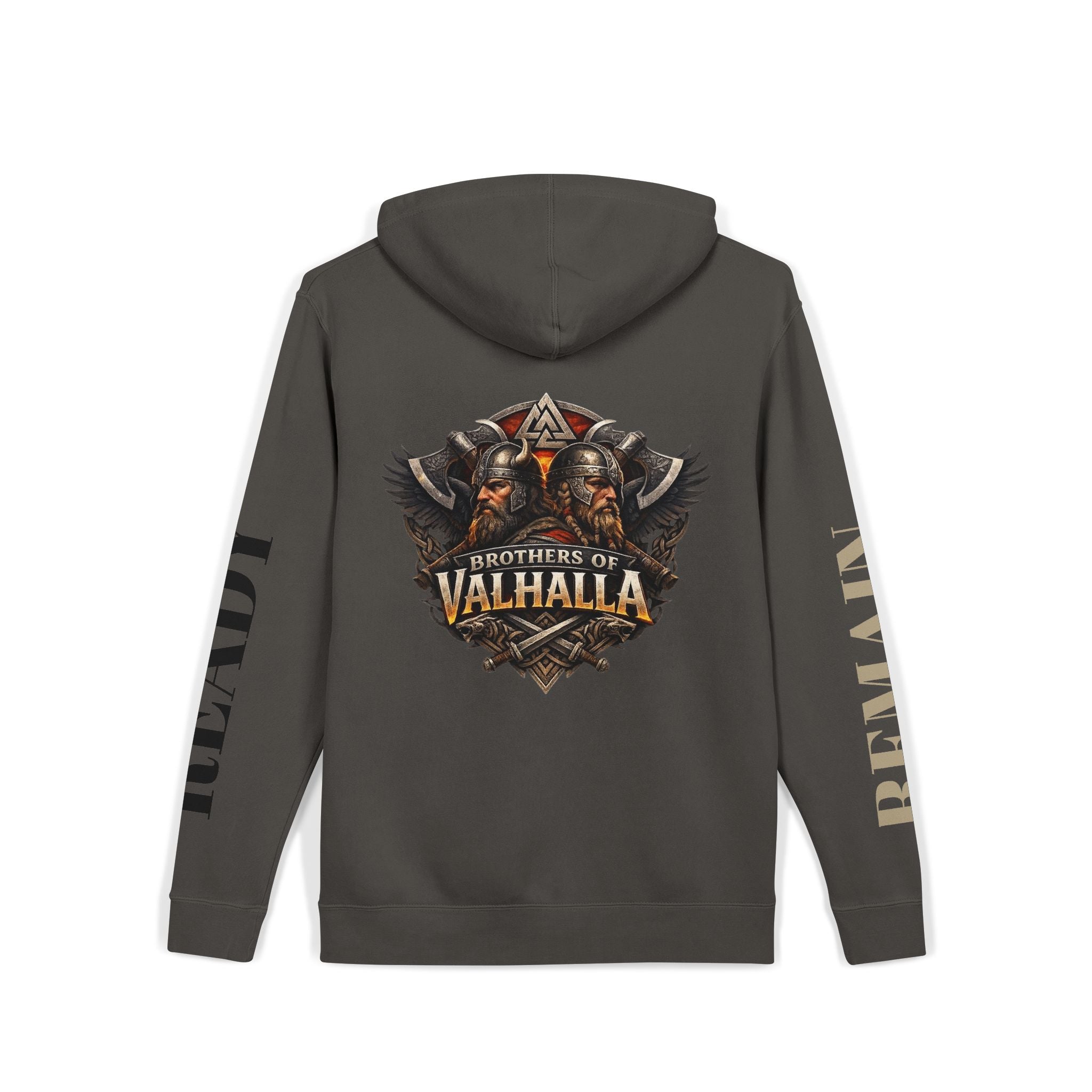 Brothers of Valhalla Hoodie — Viking Shieldback Pigment-Dyed Pullover