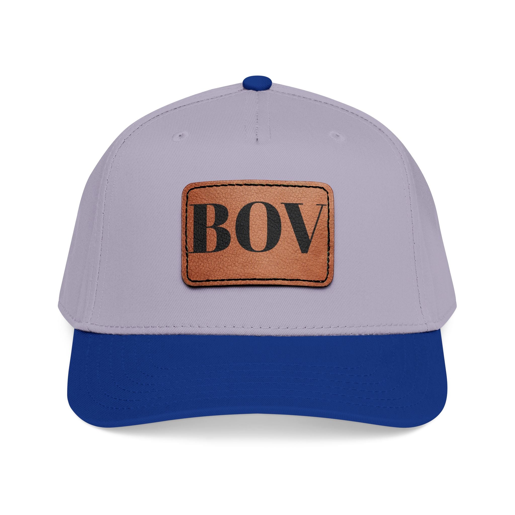 Leather Patch Baseball Cap — BOV Lettering Mid-Profile Hat