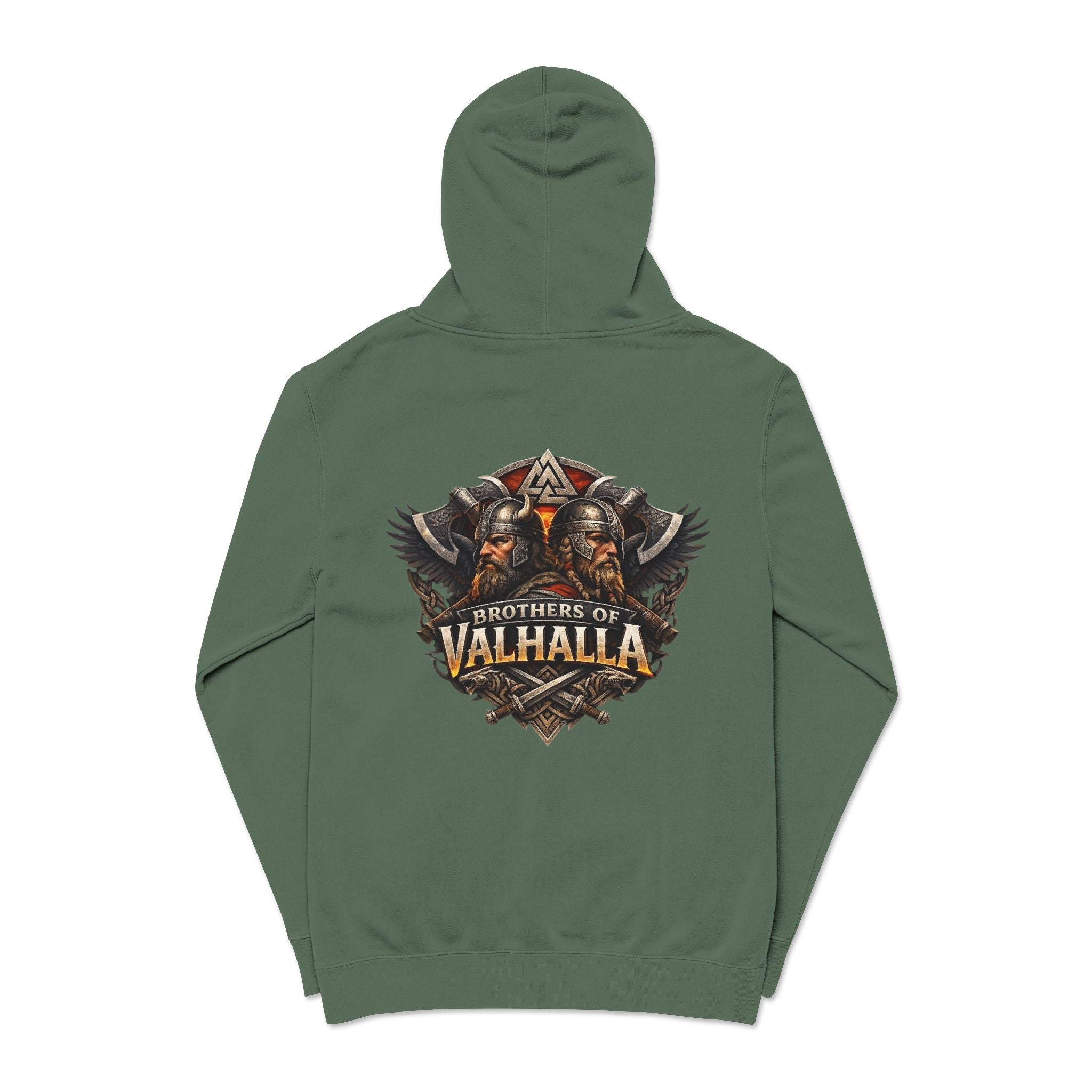 Brothers of Valhalla Hoodie — Viking Shieldback Pigment-Dyed Pullover