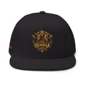 "C.M.B." Flat Bill Cap — Embroidered 'Welcome to Valhalla' Viking Crest Snapback