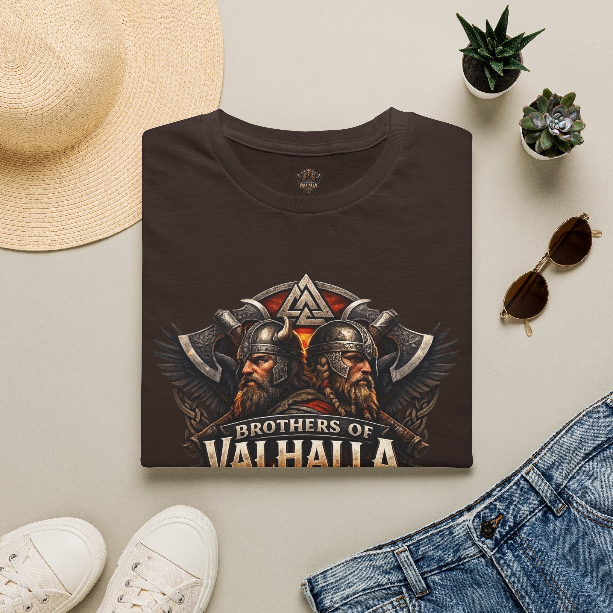 Viking "Brothers of Valhalla" T-Shirt — Norse Warrior Graphic Tee