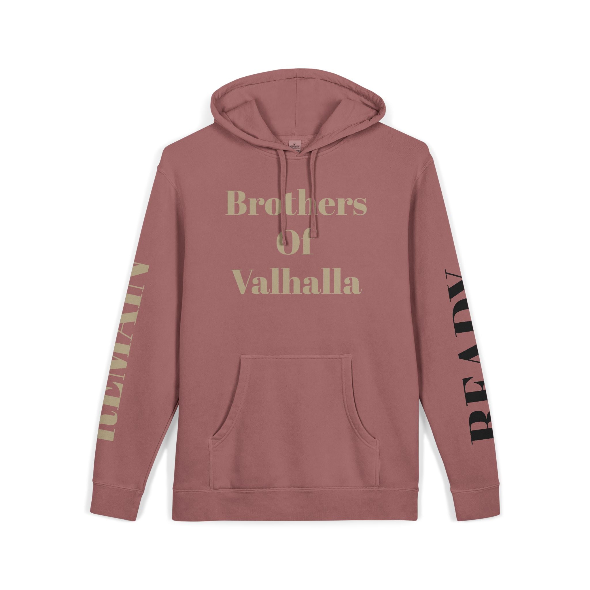 Brothers of Valhalla Hoodie — Viking Shieldback Pigment-Dyed Pullover