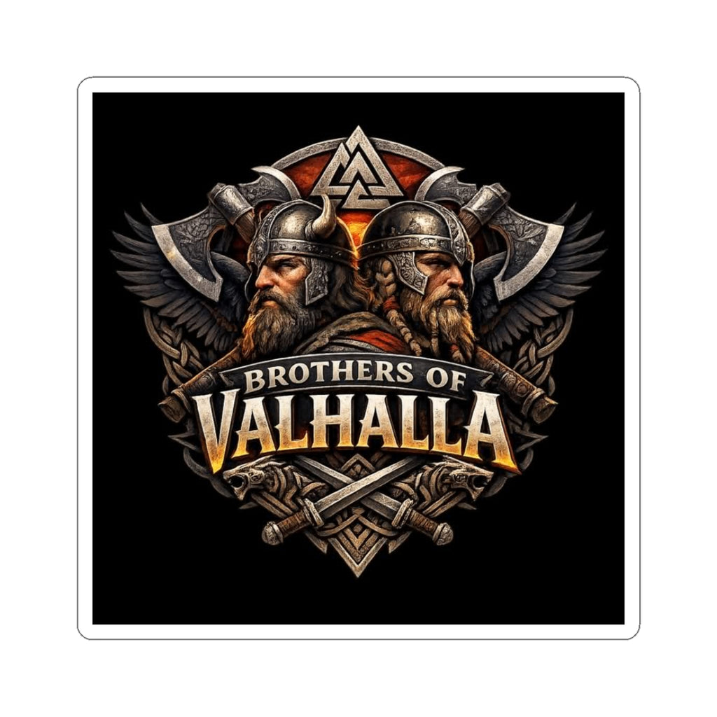 Brothers of Valhalla Viking Sticker — Kiss-Cut Norse Helmet Design