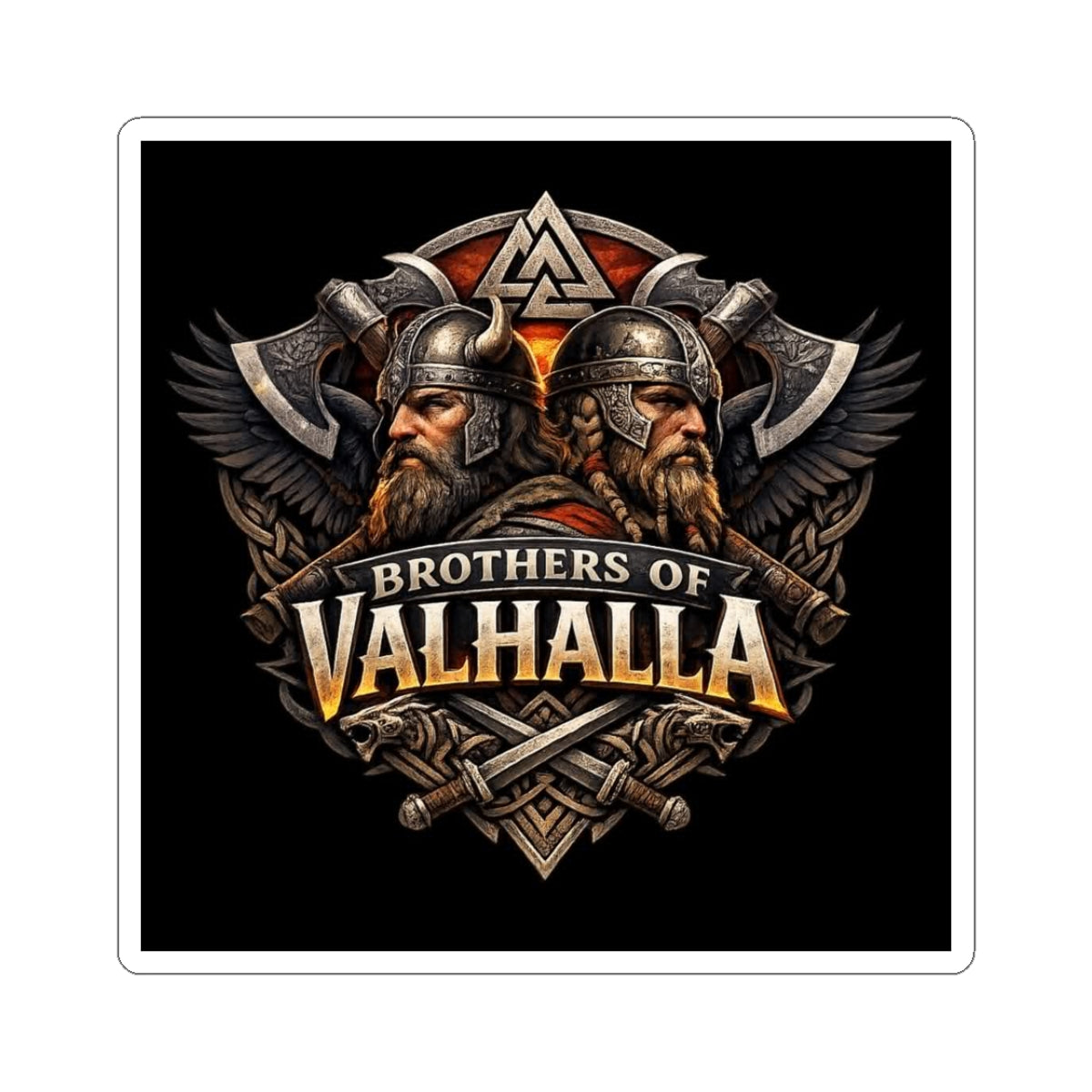 Brothers of Valhalla Viking Sticker — Kiss-Cut Norse Helmet Design