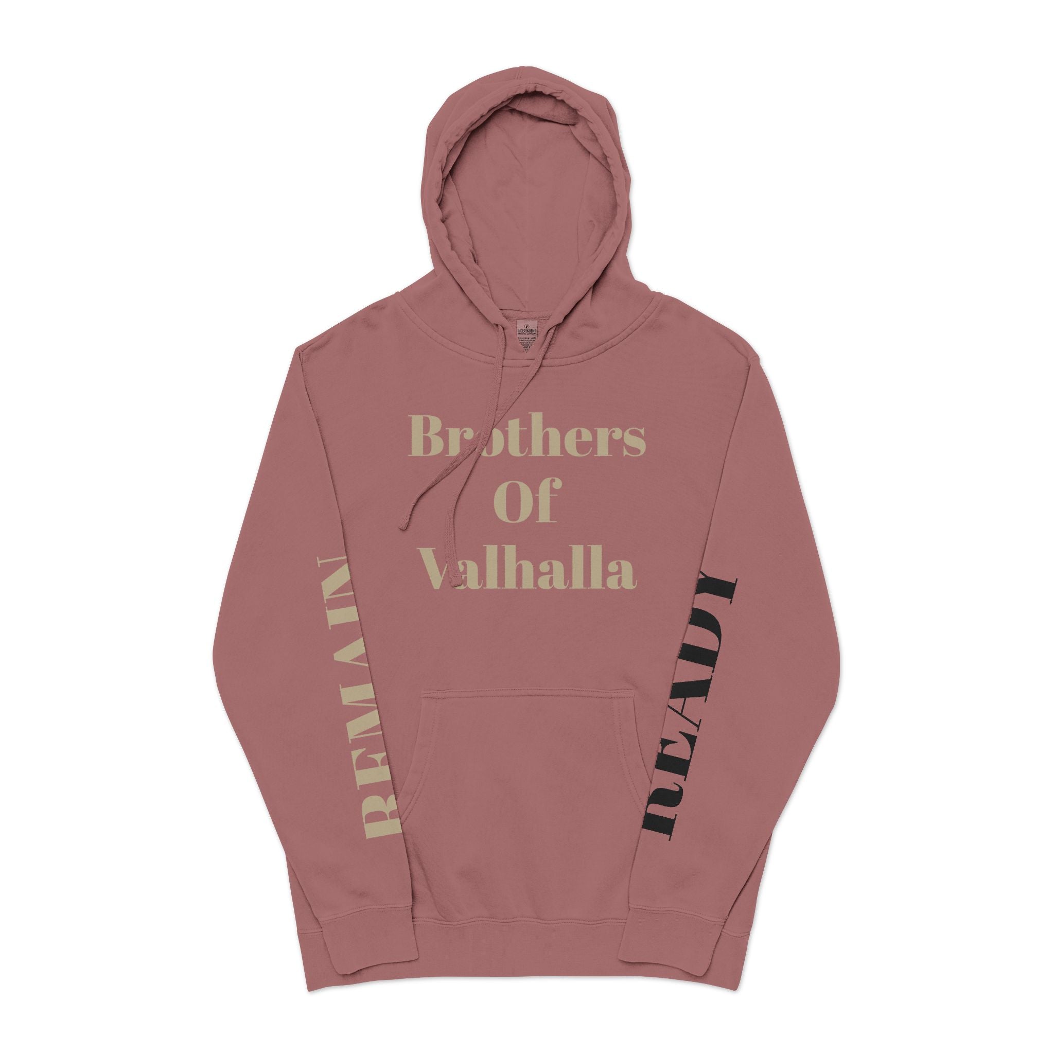 Brothers of Valhalla Hoodie — Viking Shieldback Pigment-Dyed Pullover