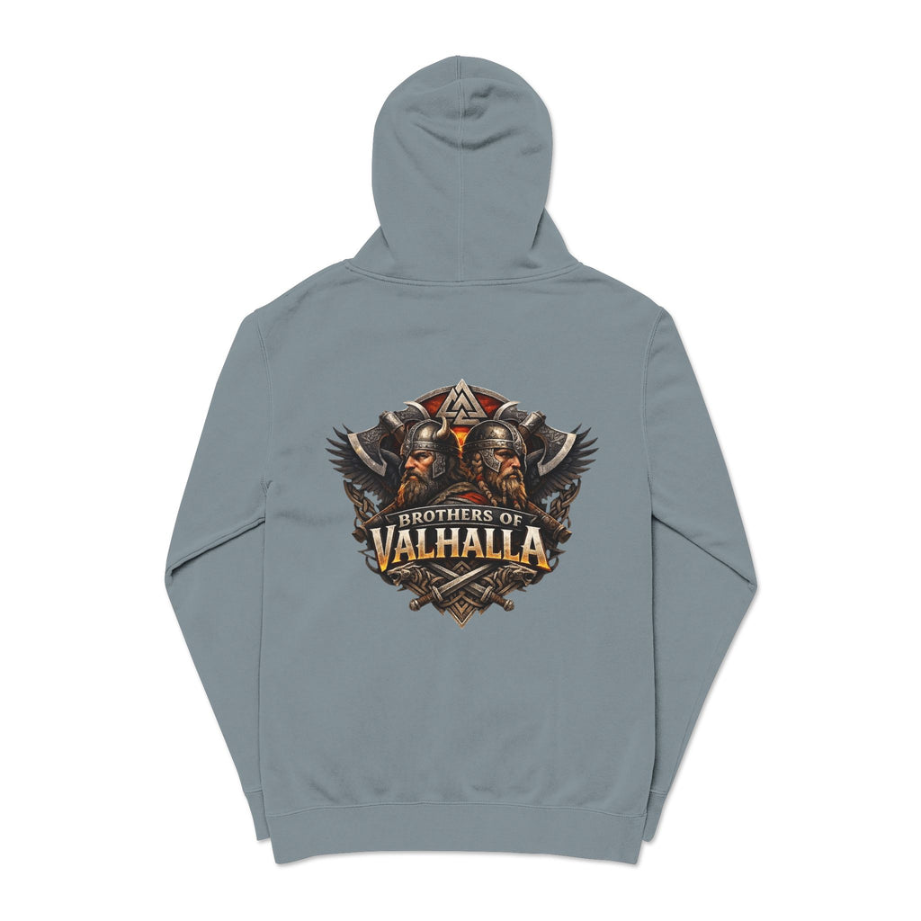 Brothers of Valhalla Hoodie — Viking Shieldback Pigment-Dyed Pullover