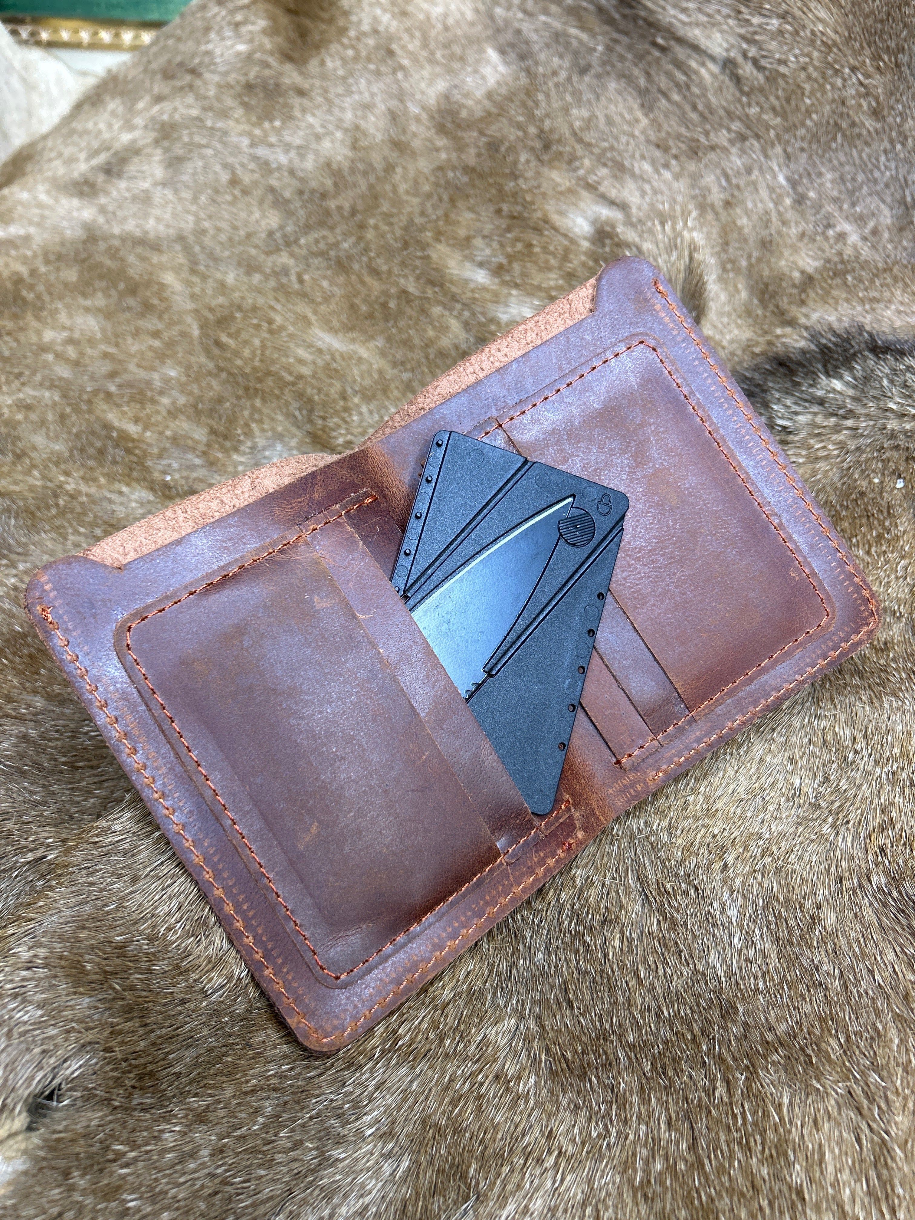 Brothers Of Valhalla - Hand Made Real Brown Leather Bi-Fold Wallet
