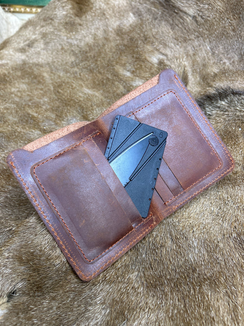 Brothers Of Valhalla - Hand Made Real Brown Leather Bi-Fold Wallet